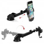 Wholesale Universal Gravity Long Neck One Hand Windshield and Dashboard Car Mount Holder (Black)